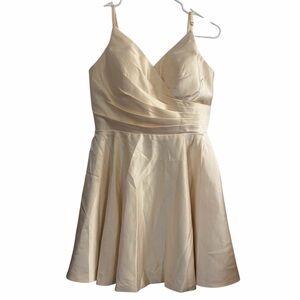 Creme Mini Length Spaghetti Strap Wedding Dress Sz 8